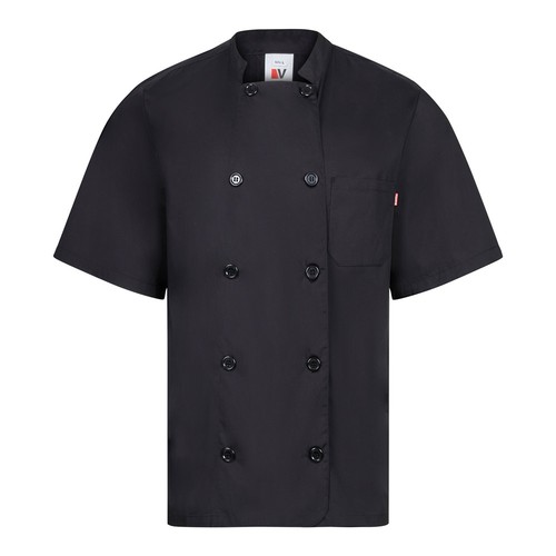 black VL DURGA. Chaqueta de cocina de manga corta en popelina (110 g/m²) de algodón (35%) y poliéster (65%)