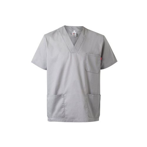 gris claro VL ILLAPA. Túnica de sarga (190g/m²) con manga corta, en poliéster (65%) y algodón (35%)