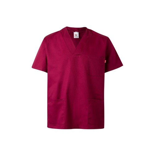 burdeos VL ILLAPA. Túnica de sarga (190g/m²) con manga corta, en poliéster (65%) y algodón (35%)