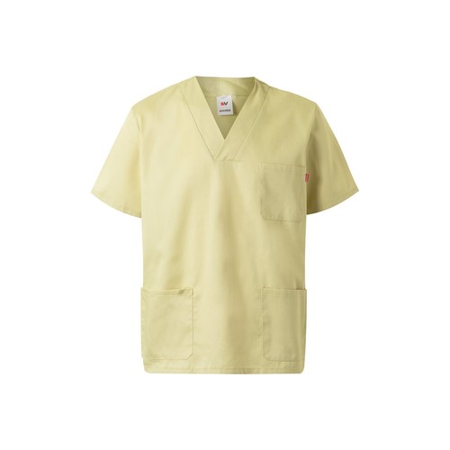 amarillo pastel VL ILLAPA. Túnica de sarga (190g/m²) con manga corta, en poliéster (65%) y algodón (35%)