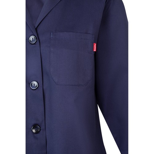 blue VL RAMA. Bata de manga larga en sarga (175g/m²), en sarga de algodón (35%) y poliéster (65%)