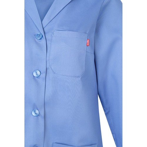 azul / blanco pastel VL RAMA. Bata de manga larga en sarga (175g/m²), en sarga de algodón (35%) y poliéster (65%)