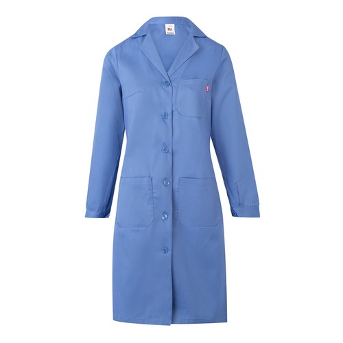 azul / blanco pastel VL RAMA. Bata de manga larga en sarga (175g/m²), en sarga de algodón (35%) y poliéster (65%)
