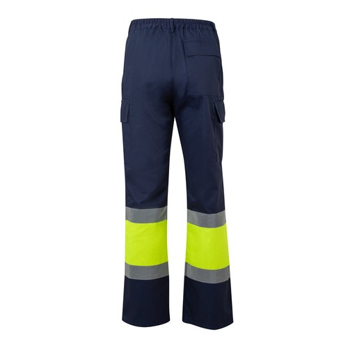 azul marino/amarillo VL ARTEMIS. Two-colour twill trousers (190g/m²), made of cotton (20%) and polyester (80%)