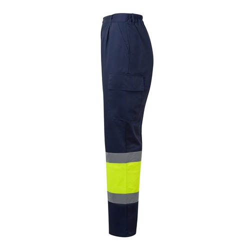 azul marino/amarillo VL ARTEMIS. Two-colour twill trousers (190g/m²), made of cotton (20%) and polyester (80%)