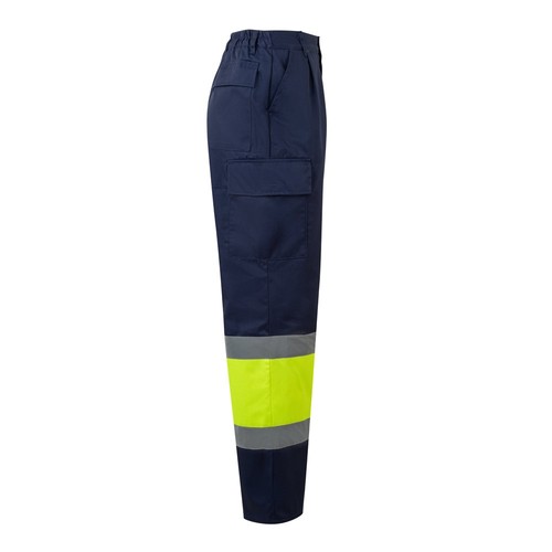 azul marino/amarillo VL ARTEMIS. Two-colour twill trousers (190g/m²), made of cotton (20%) and polyester (80%)