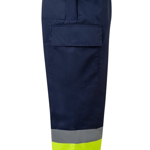 azul marino/amarillo VL ARTEMIS. Two-colour twill trousers (190g/m²), made of cotton (20%) and polyester (80%)