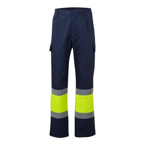 azul marino/amarillo VL ARTEMIS. Two-colour twill trousers (190g/m²), made of cotton (20%) and polyester (80%)