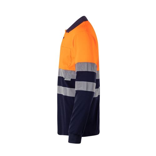 VL PLUTO. Polo de piqué bicolor (150g/m²) con manga larga, en algodón (55%) y poliéster (45%)