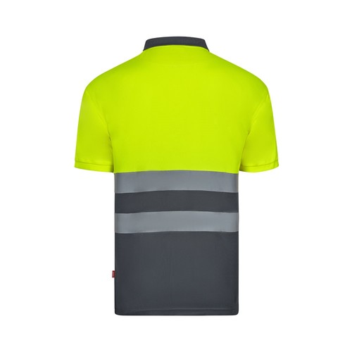 gris/amarillo VL FORTUNA. Polo bird-eye (140g/m²) con manga corta, en poliéster (100%)