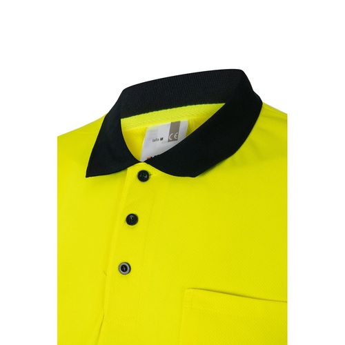 azul marino/amarillo VL FORTUNA. Polo bird-eye (140g/m²) con manga corta, en poliéster (100%)