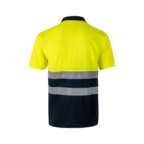 azul marino/amarillo VL FORTUNA. Polo bird-eye (140g/m²) con manga corta, en poliéster (100%)