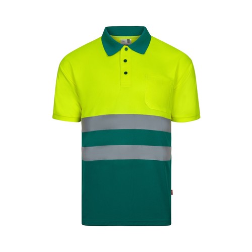 verde/amarillo VL FORTUNA. Polo bird-eye (140g/m²) con manga corta, en poliéster (100%)