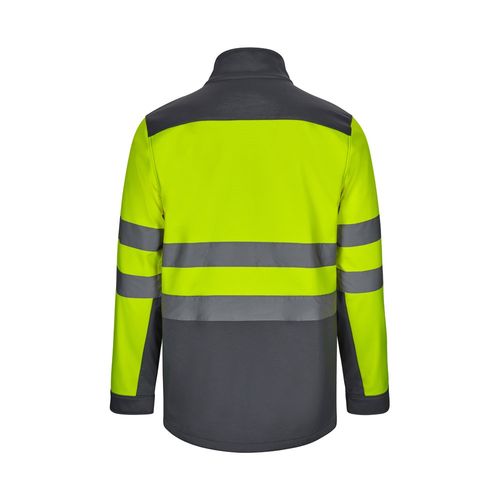 gris/amarillo VL HESTIA. Chaqueta soft shell bicolor (280 g/m²), con forro polar y membrana de TPU, en poliéster (96%) y elastano (4%)