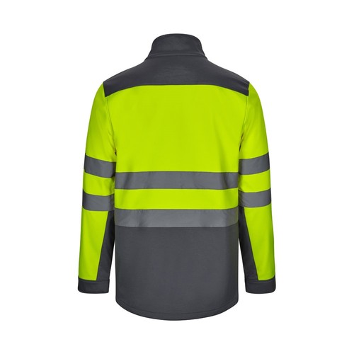 gris/amarillo VL HESTIA. Chaqueta soft shell bicolor (280 g/m²), con forro polar y membrana de TPU, en poliéster (96%) y elastano (4%)