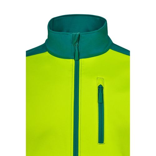 verde/amarillo VL HESTIA. Chaqueta soft shell bicolor (280 g/m²), con forro polar y membrana de TPU, en poliéster (96%) y elastano (4%)