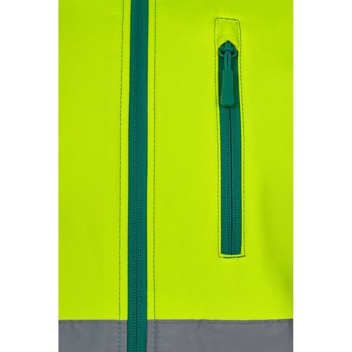 verde/amarillo VL HESTIA. Chaqueta soft shell bicolor (280 g/m²), con forro polar y membrana de TPU, en poliéster (96%) y elastano (4%)