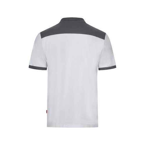 white VL VELES. Polo de piqué elástico bicolor (200g/m²) con manga corta, en poliéster (96%) y elastano (4%)