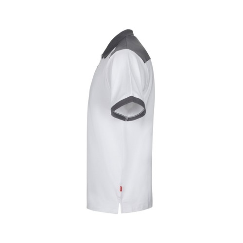 white VL VELES. Polo de piqué elástico bicolor (200g/m²) con manga corta, en poliéster (96%) y elastano (4%)