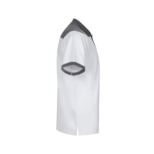 white VL VELES. Polo de piqué elástico bicolor (200g/m²) con manga corta, en poliéster (96%) y elastano (4%)