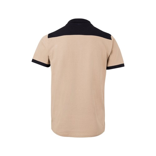 beis VL VELES. Polo de piqué elástico bicolor (200g/m²) con manga corta, en poliéster (96%) y elastano (4%)