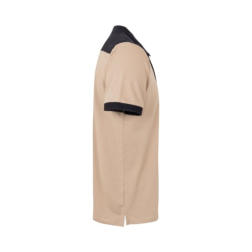 beis VL VELES. Polo de piqué elástico bicolor (200g/m²) con manga corta, en poliéster (96%) y elastano (4%)