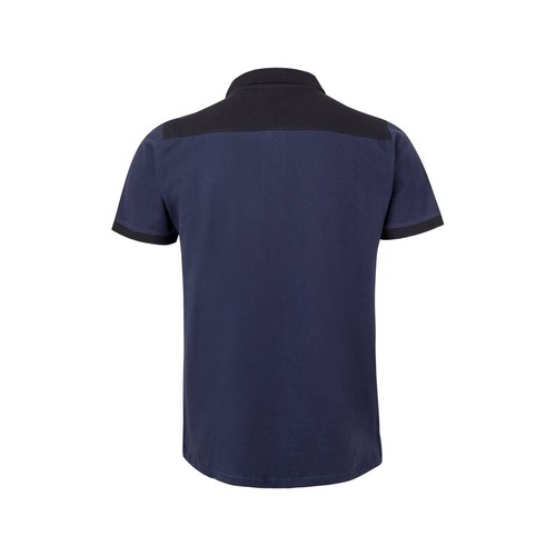 blue VL VELES. Polo de piqué elástico bicolor (200g/m²) con manga corta, en poliéster (96%) y elastano (4%)
