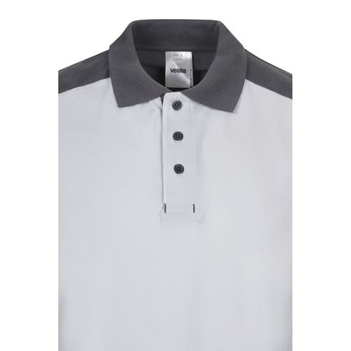 VL VELES. Polo de piqué elástico bicolor (200g/m²) con manga corta, en poliéster (96%) y elastano (4%)