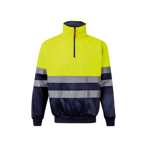 azul marino/amarillo VL THOR LARGE. Sudadera bicolor (300g/m²) en tejido polar de poliéster (100%)