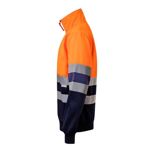 azul marino/naranja VL THOR LARGE. Sudadera bicolor (300g/m²) en tejido polar de poliéster (100%)