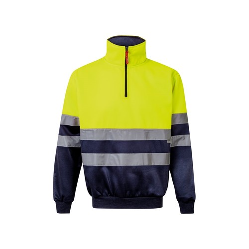 azul marino/amarillo VL THOR LARGE. Sudadera bicolor (300g/m²) en tejido polar de poliéster (100%)