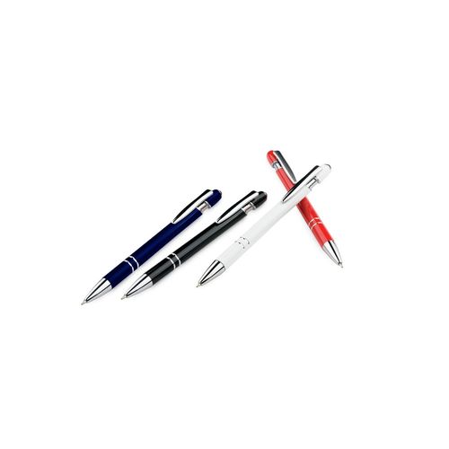 azul marino NEIL. Bolígrafo con cuerpo de aluminio reciclado (100% rAL) y puntero táctil