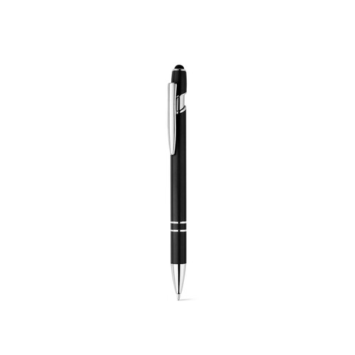 black NEIL. Bolígrafo con cuerpo de aluminio reciclado (100% rAL) y puntero táctil