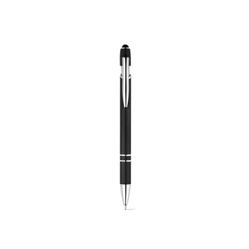 black NEIL. Bolígrafo con cuerpo de aluminio reciclado (100% rAL) y puntero táctil