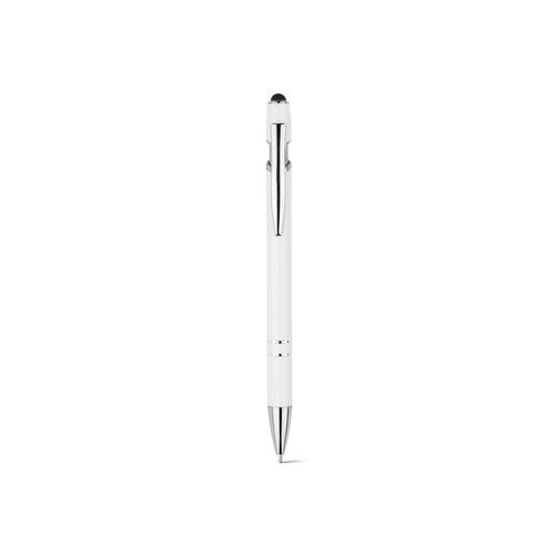 white NEIL. Bolígrafo con cuerpo de aluminio reciclado (100% rAL) y puntero táctil