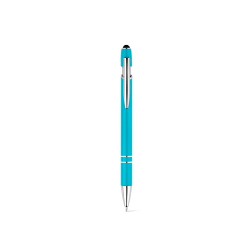 azul claro NEIL. Bolígrafo con cuerpo de aluminio reciclado (100% rAL) y puntero táctil