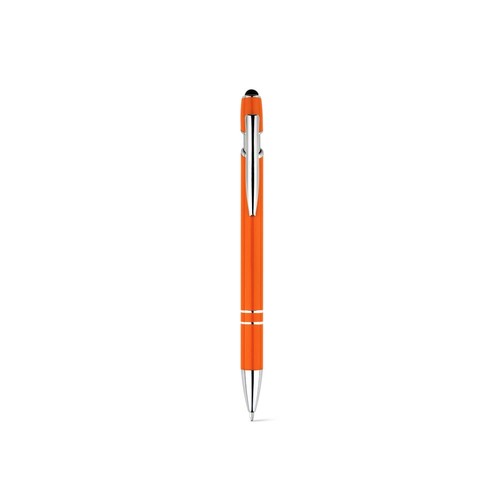 orange NEIL. Bolígrafo con cuerpo de aluminio reciclado (100% rAL) y puntero táctil