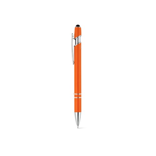 orange NEIL. Bolígrafo con cuerpo de aluminio reciclado (100% rAL) y puntero táctil