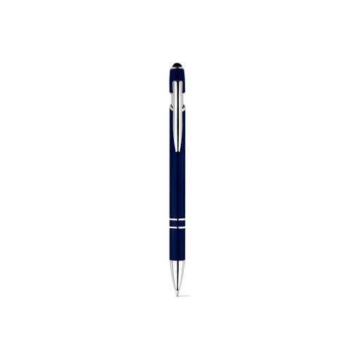 azul marino NEIL. Bolígrafo con cuerpo de aluminio reciclado (100% rAL) y puntero táctil