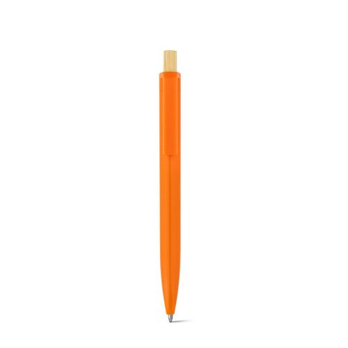 orange ZARA. Bolígrafo de ABS reciclado (100% rABS) con botón de bambú
