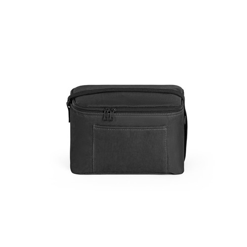 black CANCUN. Bolsa térmica de poliéster reciclado 600D con correa de cincha ajustable 7 L