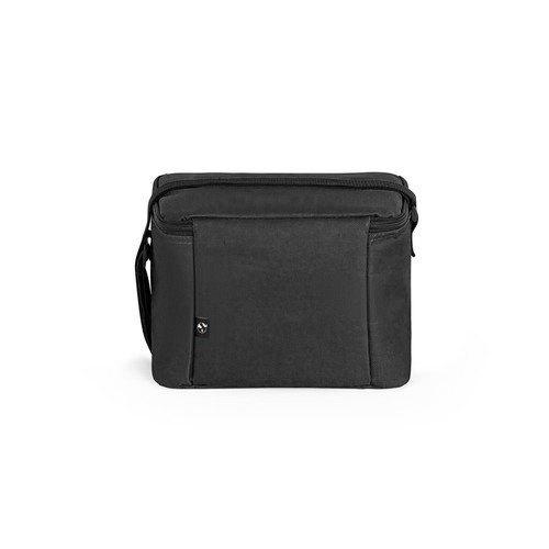 black CANCUN. Bolsa térmica de poliéster reciclado 600D con correa de cincha ajustable 7 L