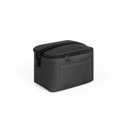 black CANCUN. Bolsa térmica de poliéster reciclado 600D con correa de cincha ajustable 7 L