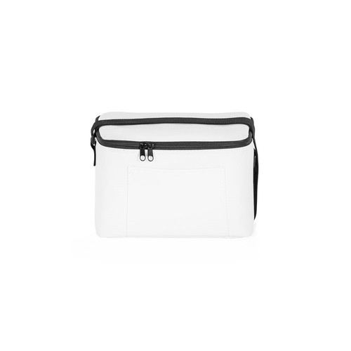 white CANCUN. Bolsa térmica de poliéster reciclado 600D con correa de cincha ajustable 7 L