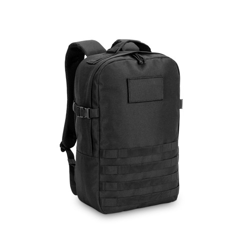 black EDINBURGH BPACK. Mochila de estilo militar en poliéster reciclado 600D, alta densidad y forro en poliéster reciclado 210D 17'3’