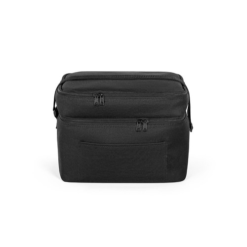 black CANCUN LARGE. Bolsa térmica de poliéster reciclado 600D, con correa de cincha ajustable 14 L