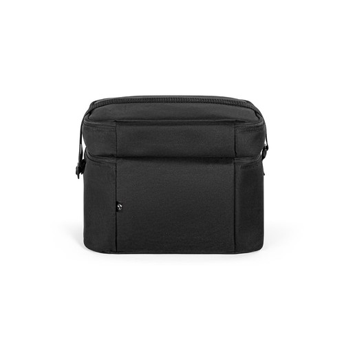 black CANCUN LARGE. Bolsa térmica de poliéster reciclado 600D, con correa de cincha ajustable 14 L