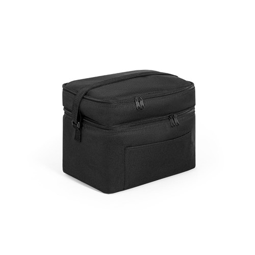 black CANCUN LARGE. Bolsa térmica de poliéster reciclado 600D, con correa de cincha ajustable 14 L