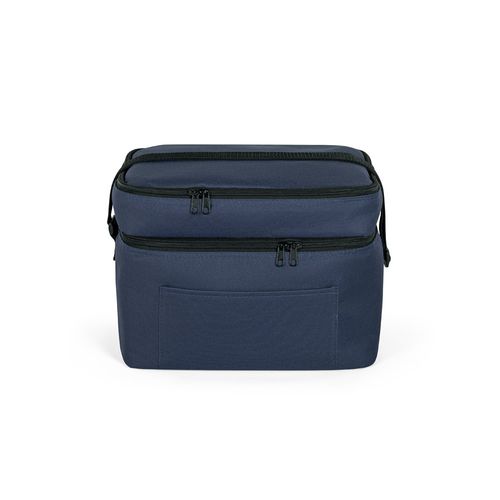 blue CANCUN LARGE. Bolsa térmica de poliéster reciclado 600D, con correa de cincha ajustable