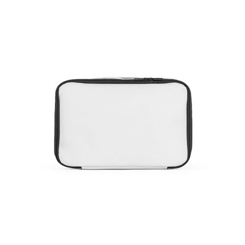 white CANCUN LARGE. Bolsa térmica de poliéster reciclado 600D, con correa de cincha ajustable 14 L